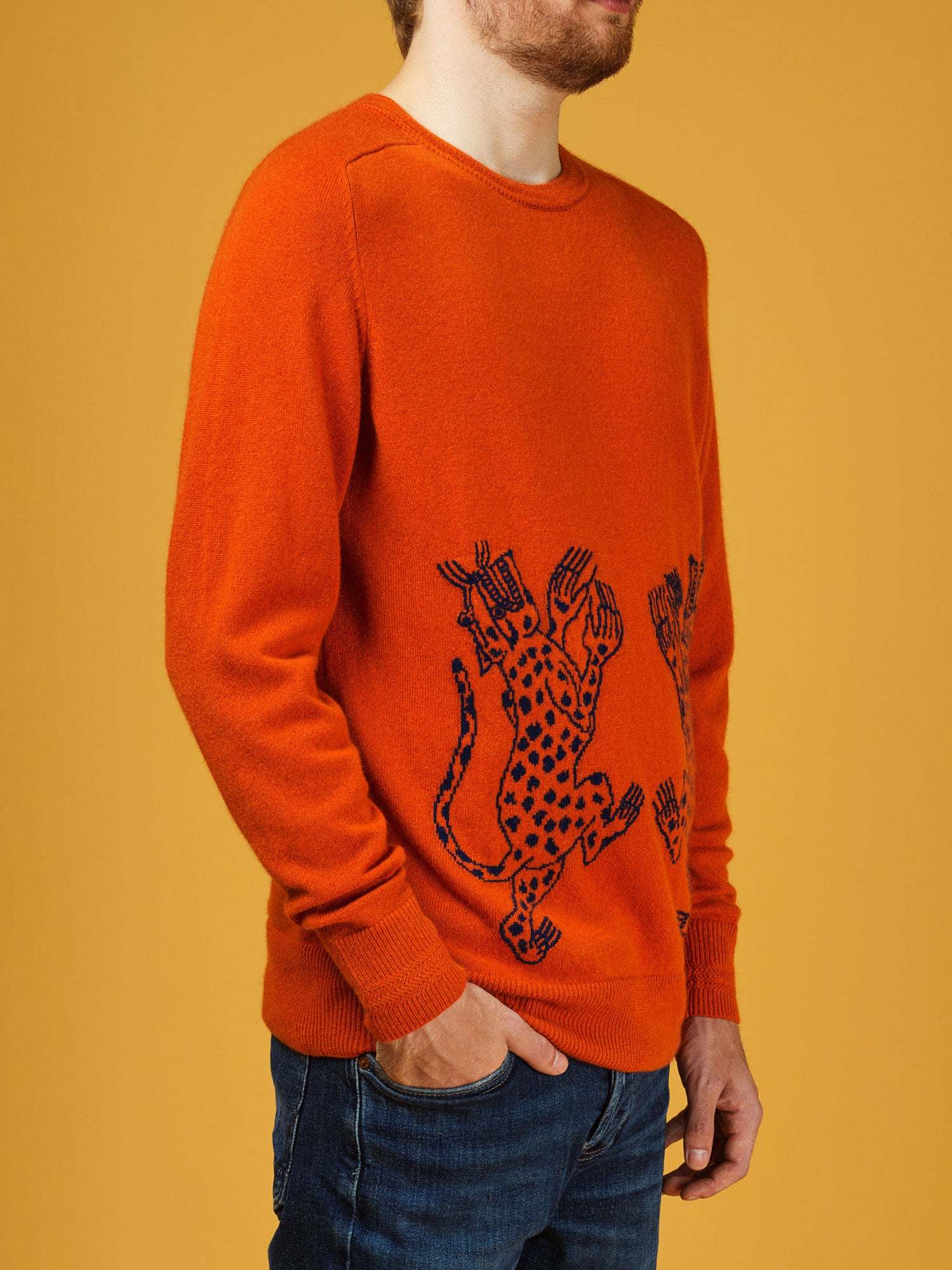 Gucci - Embroidered Tiger-Intarsia Wool Sweater - Men - Orange Gucci